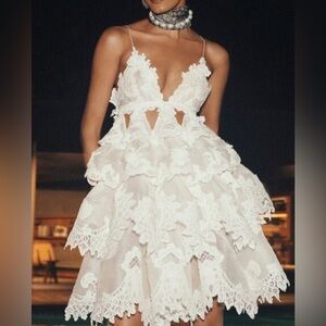 NWT Zimmermann Crush Tiered Lace Minidress
Ivory White Crush Tiered Ruffle Dress